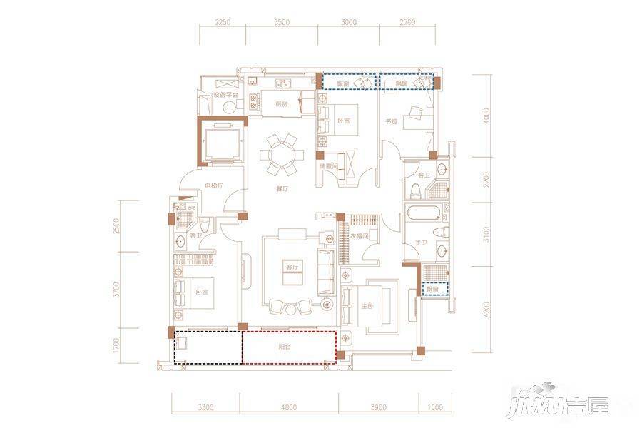 融创合肥壹号院4室2厅3卫167㎡户型图