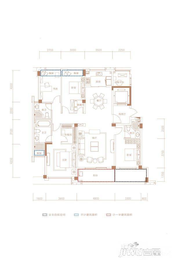 融创合肥壹号院4室2厅3卫167㎡户型图