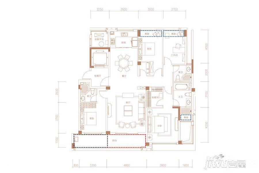 融创合肥壹号院4室2厅3卫168㎡户型图