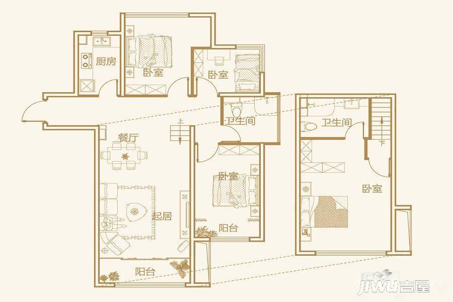 文德公园里4室2厅2卫95㎡户型图