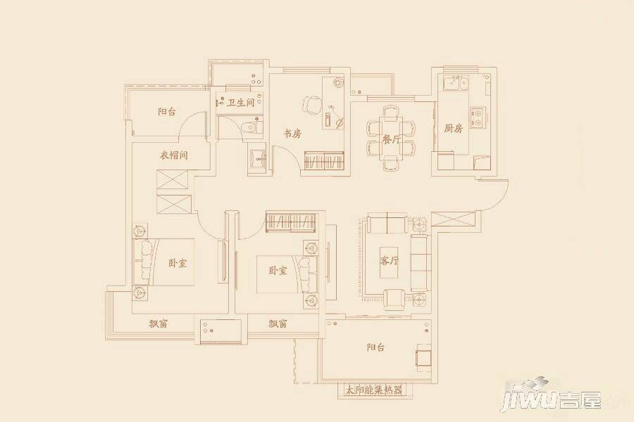 华地森林语3室2厅1卫102㎡户型图