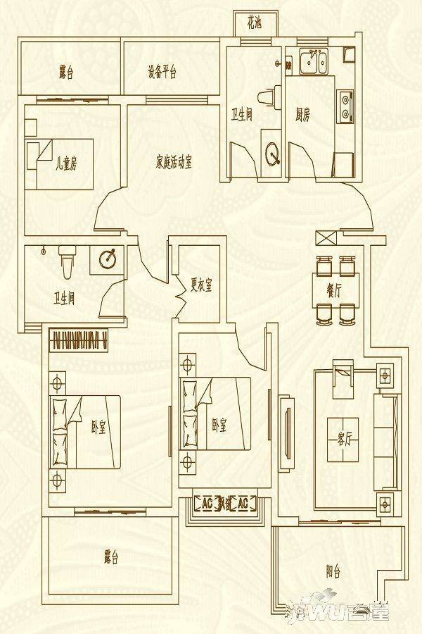 文一锦门北韵4室2厅2卫115㎡户型图