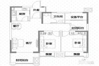 中国铁建·青秀城2室2厅1卫87㎡户型图