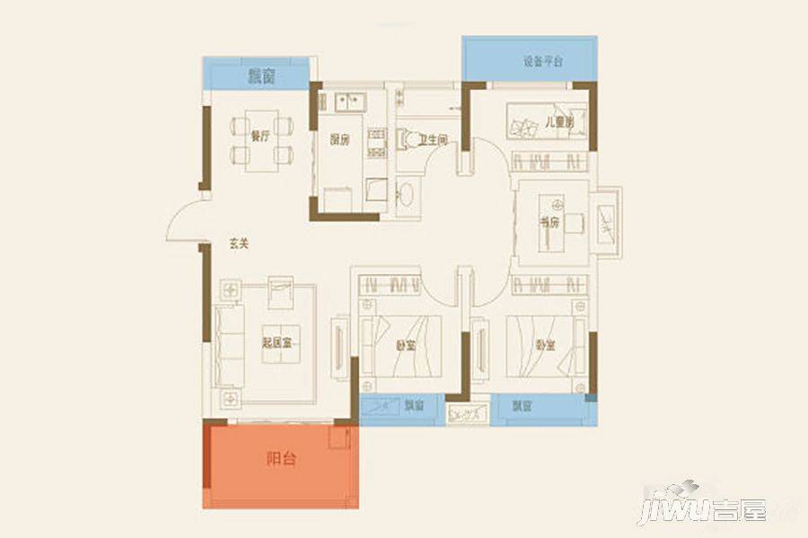 斌锋和睦公馆4室2厅1卫99㎡户型图