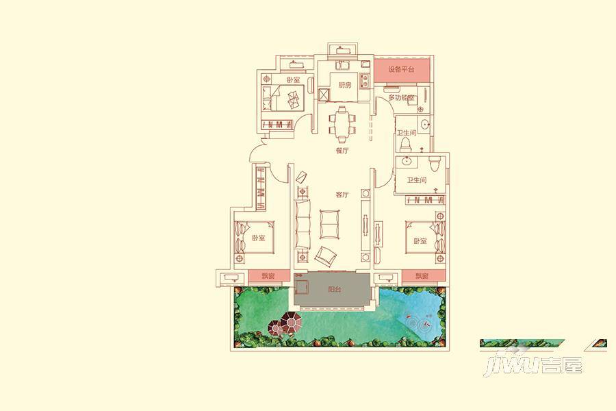 华盛南院4室2厅2卫116㎡户型图