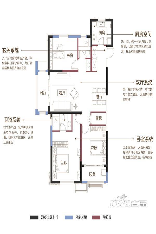 万科森林公园3室2厅1卫130㎡户型图