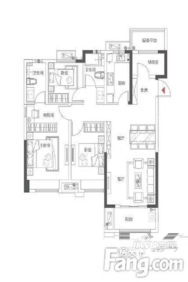 当代MOMΛ未来城3室2厅2卫122㎡户型图