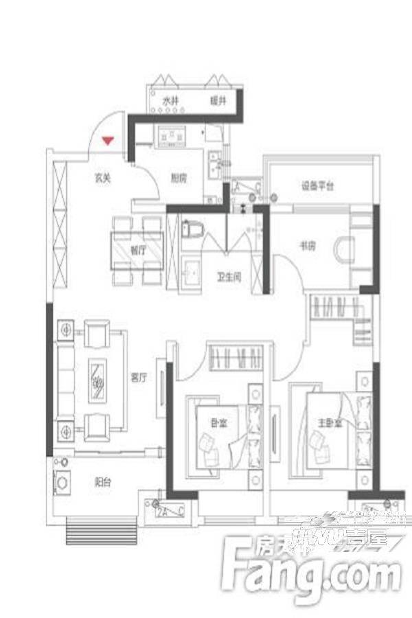 当代MOMΛ未来城3室2厅1卫97㎡户型图