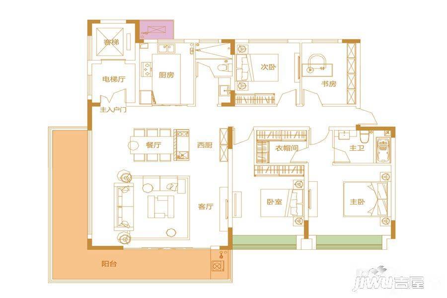 鹭山湖4室2厅2卫178㎡户型图