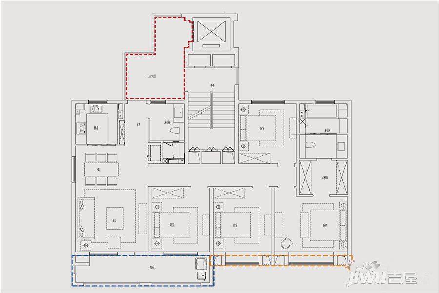 皖新朗诗麓院4室2厅2卫170㎡户型图