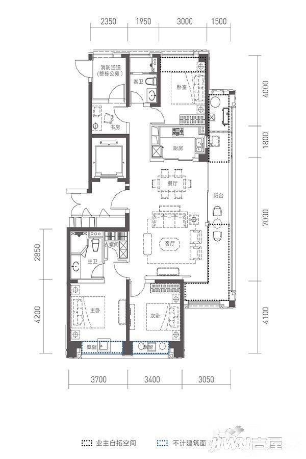 融创合肥壹号院4室2厅2卫136㎡户型图