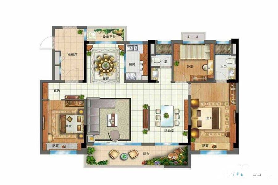 碧桂园钻石湾4室2厅2卫140㎡户型图