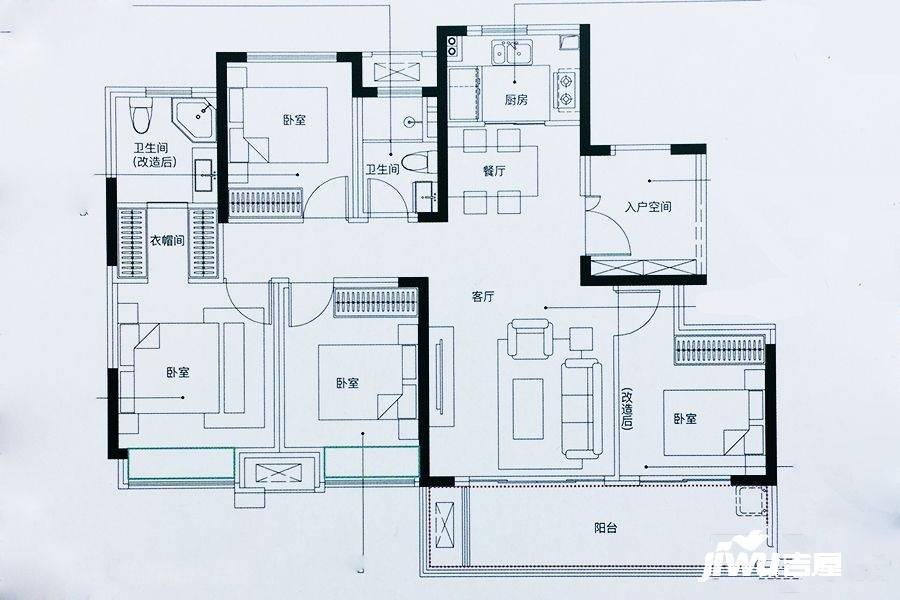 蓝光林肯公园4室2厅2卫119㎡户型图