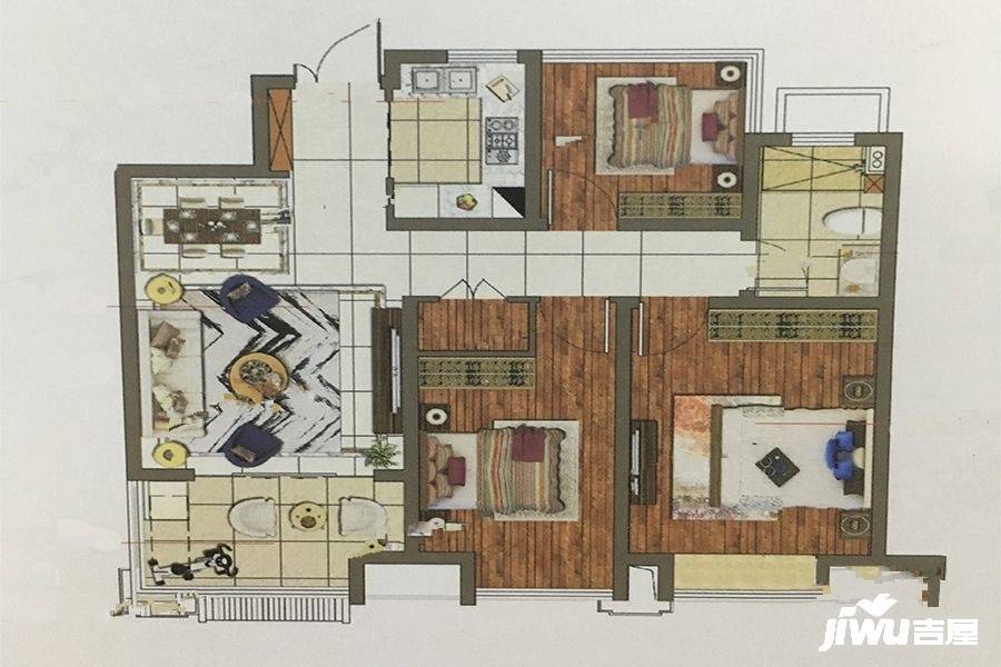 弘阳时光里3室2厅1卫96.7㎡户型图