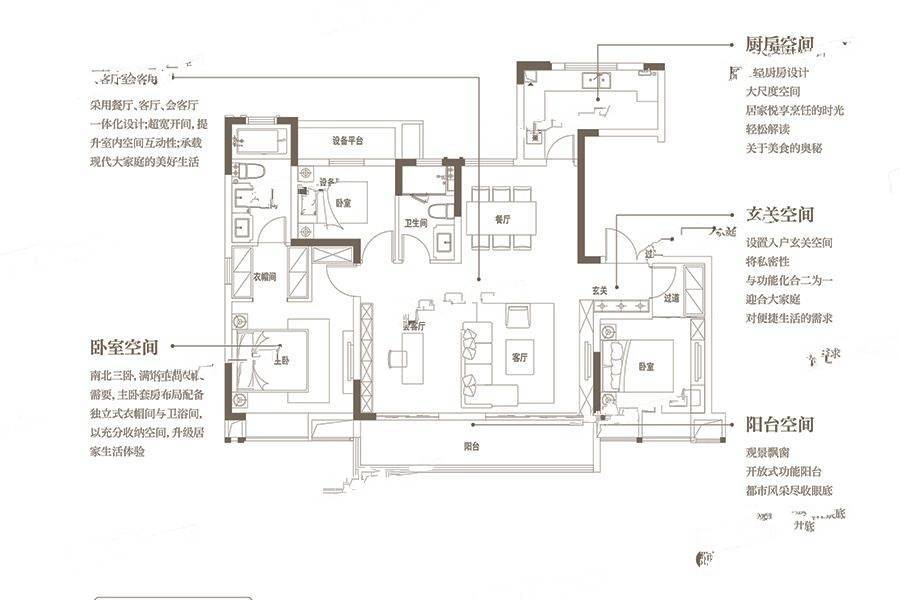 公元天下3室3厅2卫136㎡户型图