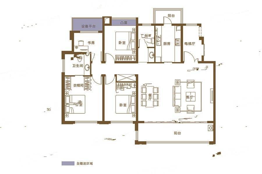 文一塘溪津门4室2厅2卫170㎡户型图