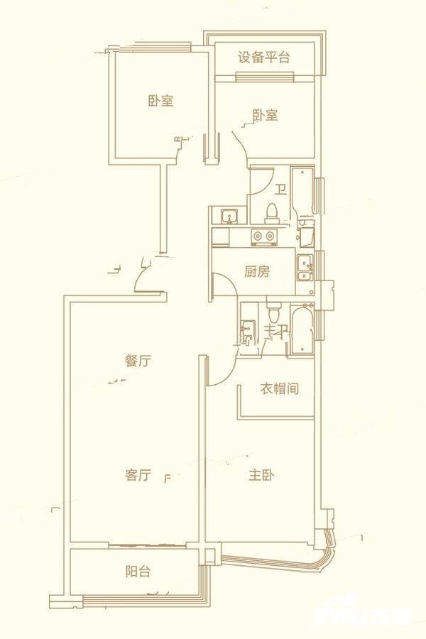 半岛公馆3室2厅2卫133㎡户型图