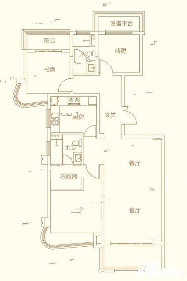 半岛公馆3室2厅2卫133㎡户型图