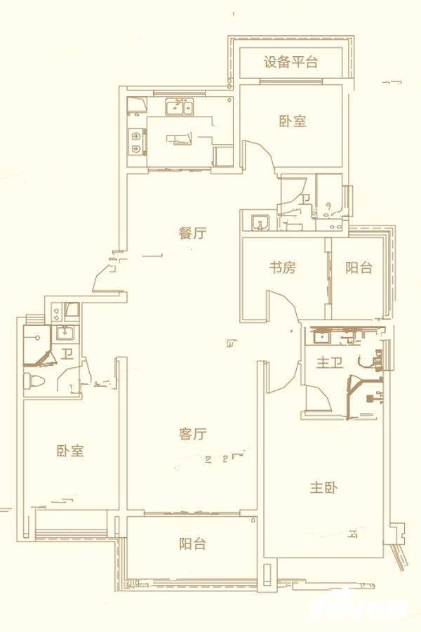 半岛公馆3室2厅3卫152㎡户型图