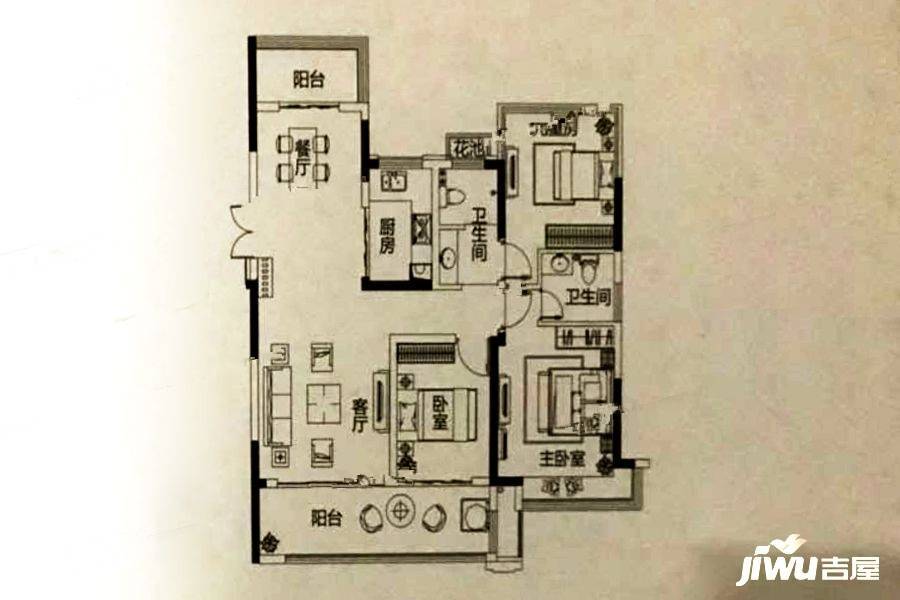 文一云溪湾3室2厅2卫116㎡户型图