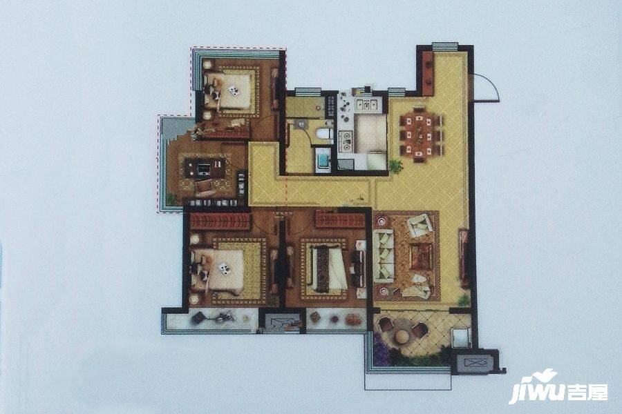 中国铁建悦湖国际4室2厅1卫113㎡户型图