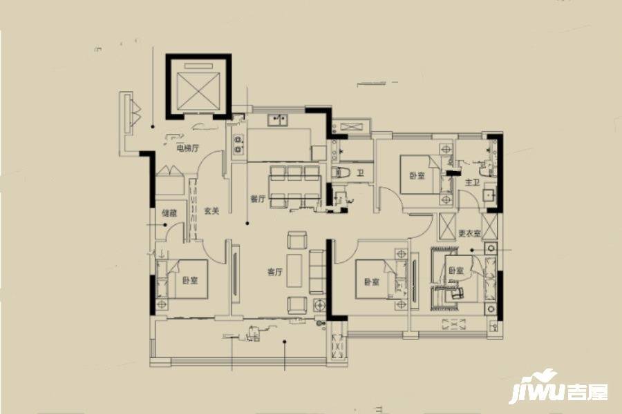 金鹏珑璟台4室2厅2卫126.1㎡户型图