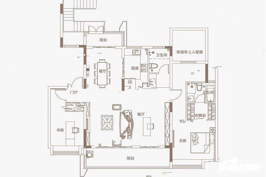 御璟江山2室2厅2卫145.6㎡户型图