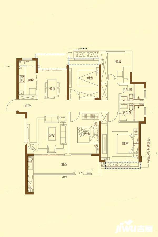 建发雍龙府4室2厅2卫138㎡户型图