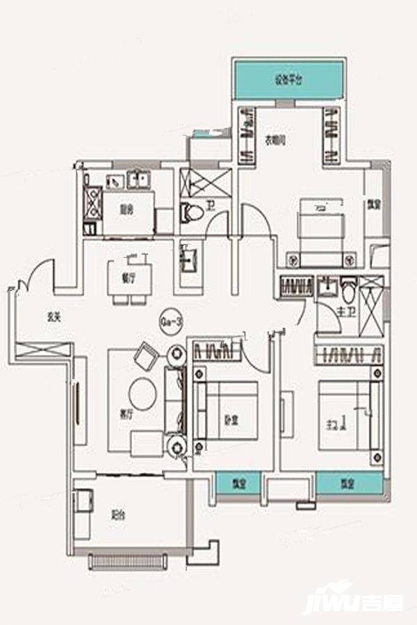 弘阳时光里3室2厅2卫119㎡户型图