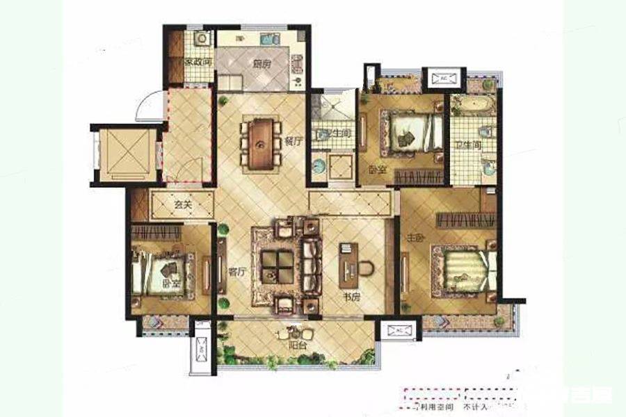 金科博翠天辰5室2厅2卫132㎡户型图