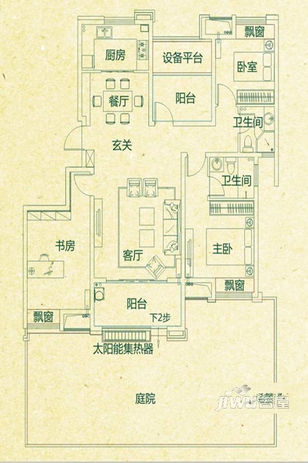 华地森林湖3室2厅2卫132㎡户型图