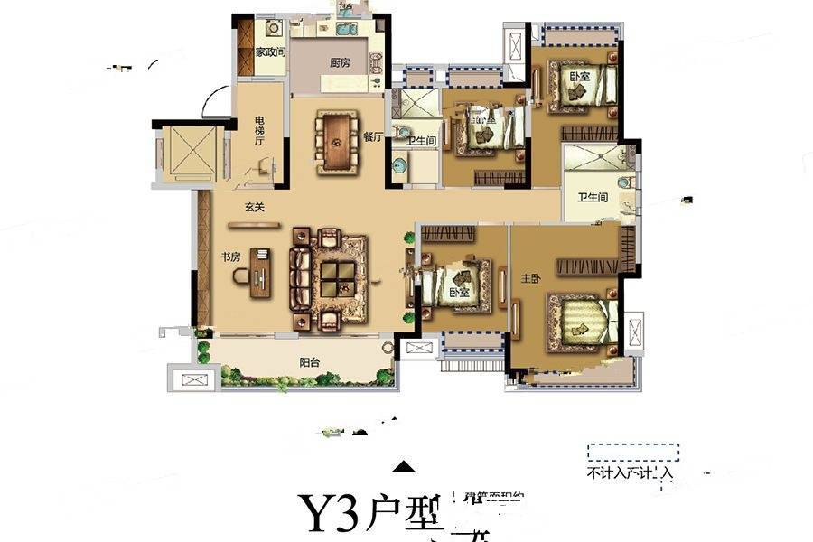 金科博翠天辰6室2厅2卫166㎡户型图