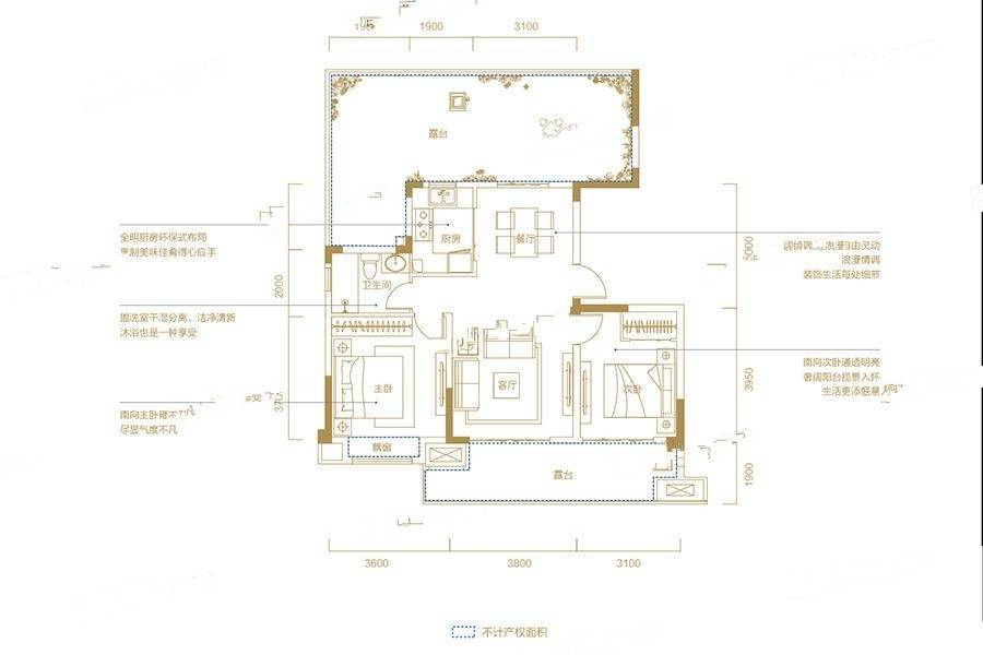 新滨湖孔雀城2室2厅1卫78㎡户型图