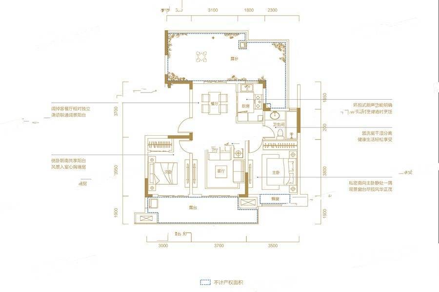 新滨湖孔雀城2室2厅1卫76㎡户型图