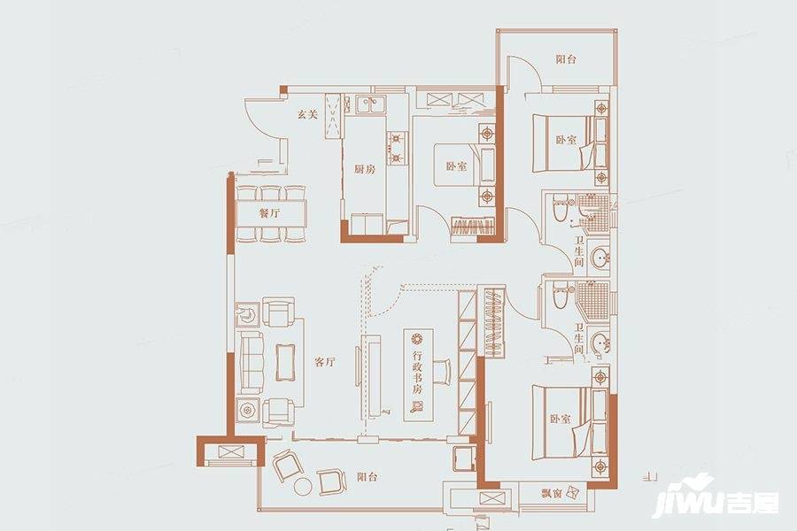 高速时代御府4室2厅2卫136㎡户型图