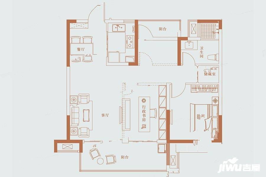 高速时代御府3室2厅1卫99㎡户型图