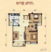 问天智汇东城3室2厅2卫95.4㎡户型图