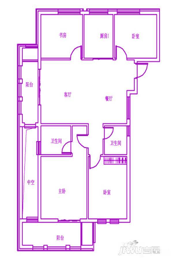 天门新城4室2厅2卫144.1㎡户型图
