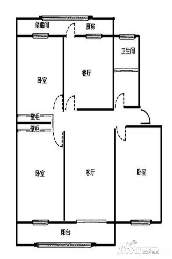 义河嘉苑3室2厅1卫115㎡户型图