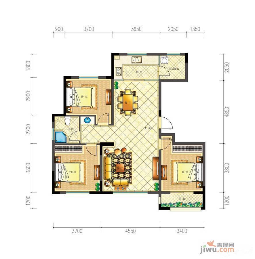 佳源东方明珠普通住宅123㎡户型图