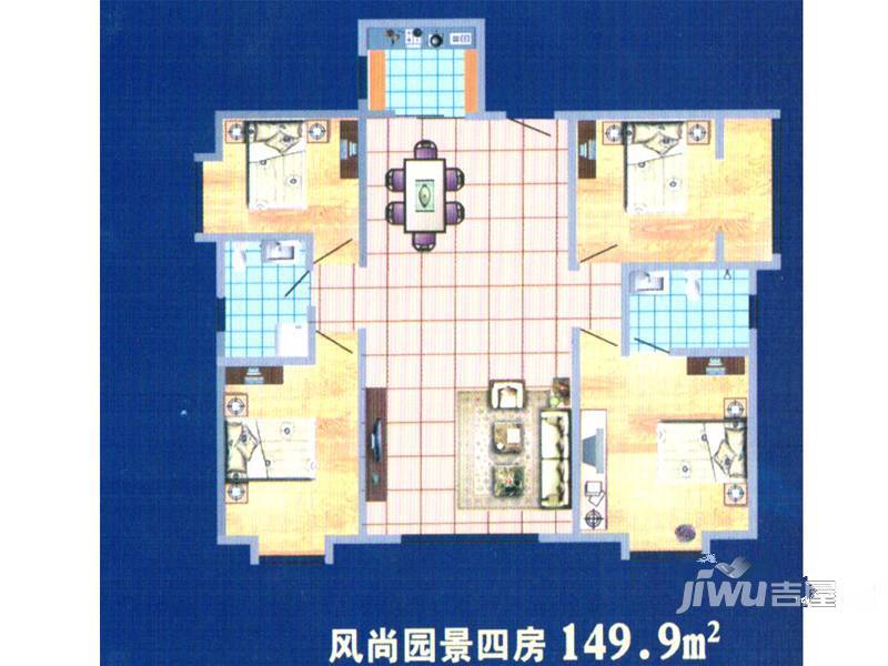 左岸明珠香邸4室2厅2卫149.9㎡户型图