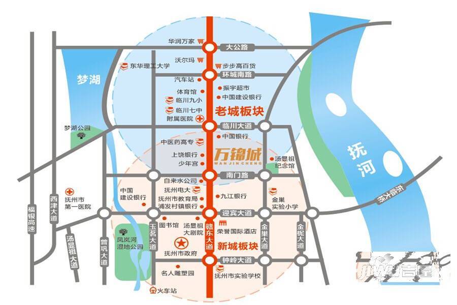 抚州万锦城位置交通图图片