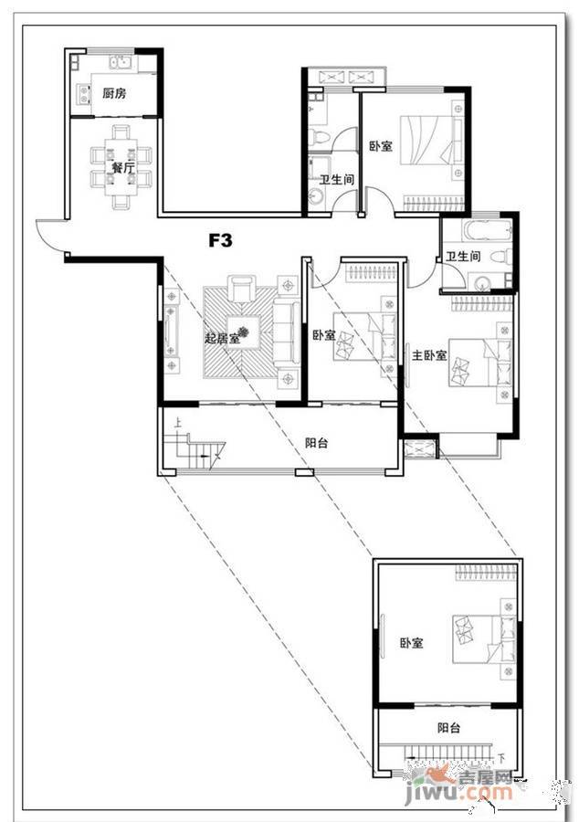 帝苑阳光国际3室2厅2卫户型图