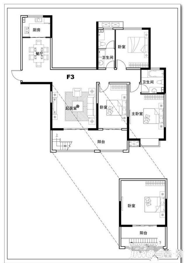 帝苑阳光国际3室2厅2卫户型图