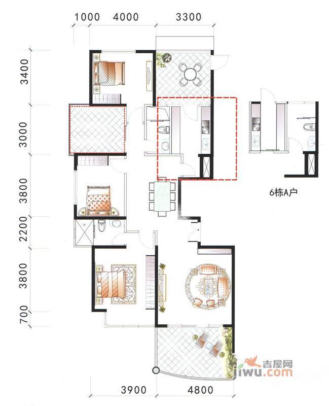 海逸壹号3室2厅2卫173㎡户型图