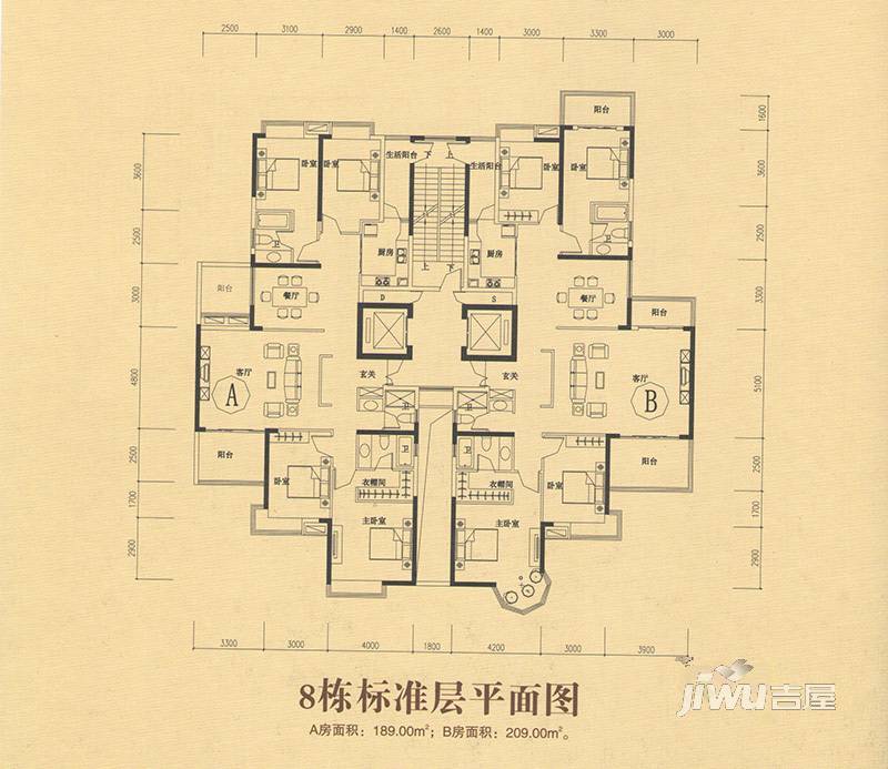 金佳园4室2厅3卫209㎡户型图