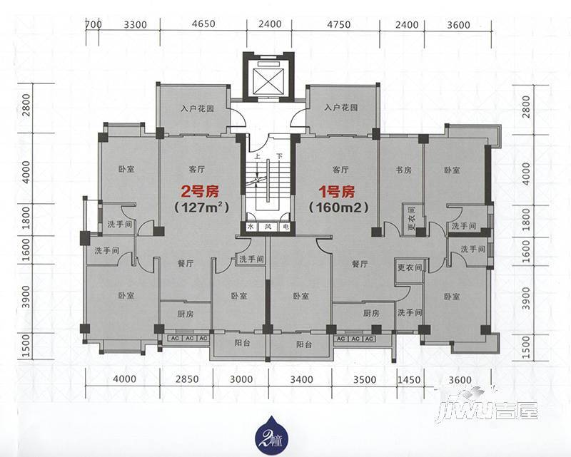 海悦名庭3室2厅3卫127㎡户型图