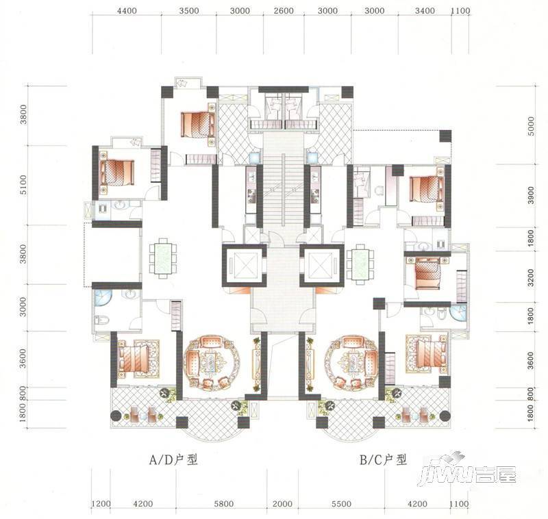 海逸壹号4室2厅2卫户型图