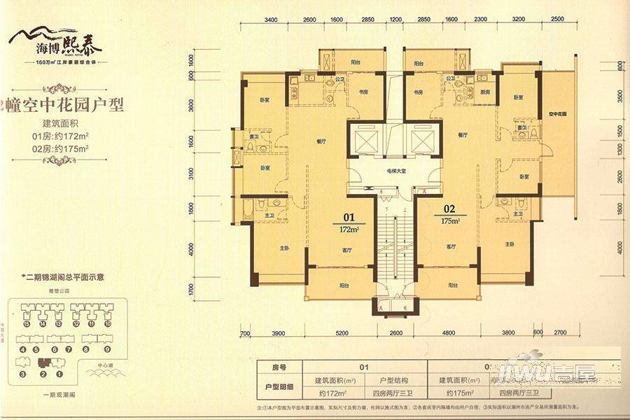 海博熙泰4室2厅3卫174.9㎡户型图