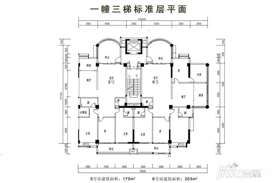 崇德居4室2厅3卫203㎡户型图